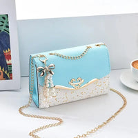 Fashionable Women Flip Clutch with Metal Chain and Tassel Pendant