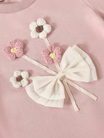 3D Floral & Bow Tie Decor Sweatshirt