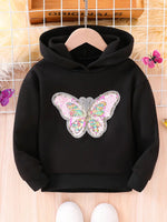 Bluza z kapturem z motylem i cekinami