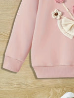 3D Floral & Bow Tie Decor Sweatshirt