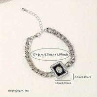 Elegant Silver-Tone Fashion Pendant Bracelet with Sparkling Crystals