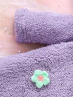 3D Floral Plush Hooded Winter Dress