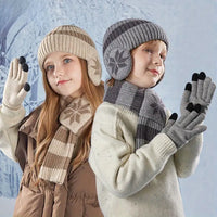 Light and warm set for Boys And Girls ear hat scarf and glove