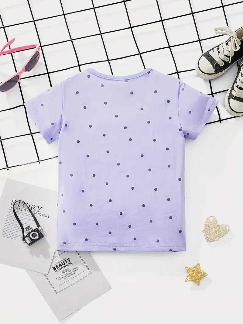 Kids' Cotton Short Sleeve T-Shirt With Cute Dinosaur Print