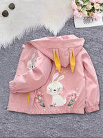 Lightweight Windbreaker Zip up Jacket With Bunny Ears