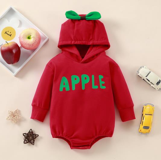 Red Apple Fantasy Baby Bodysuit with Hood