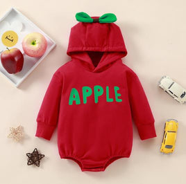 Red Apple Fantasy Baby Bodysuit with Hood