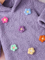 3D Floral Plush Hooded Winter Dress