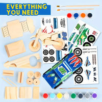 Kids Craft Kit Build & Paint Your Own Wooden Race Car Art