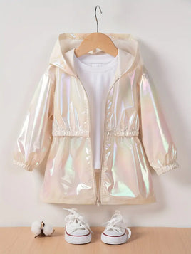 Holographic Trendy Laser Design Hooded Jacket