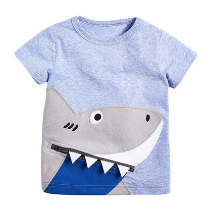 Boy'S T-Shirt Knitted Cotton Short Sleeve Cartoon Children'S T-Shirt