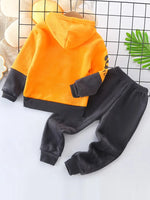 Boys Stylish Sports Long Sleeve Hoodie Pants Set Soft Velvet
