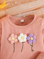 Adorable  Girls Knit Flower Top & Pants Set