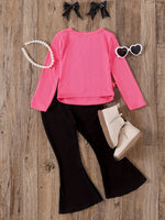 Casual Long Sleeve Top and Flared Pants Set