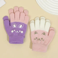 Cat & Bunny Knit Gloves for Kids Soft
