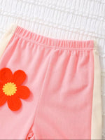 Adorable 3D Floral Decor Two-Piece Outfit