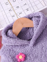 3D Floral Plush Hooded Winter Dress