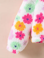 Plush Floral Stand Collar Jacket