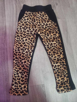 Warm cheetah thick fleece leggings