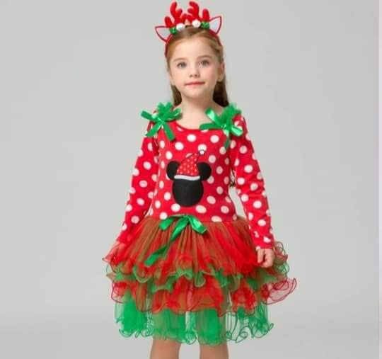 Santa mickey dress with head band