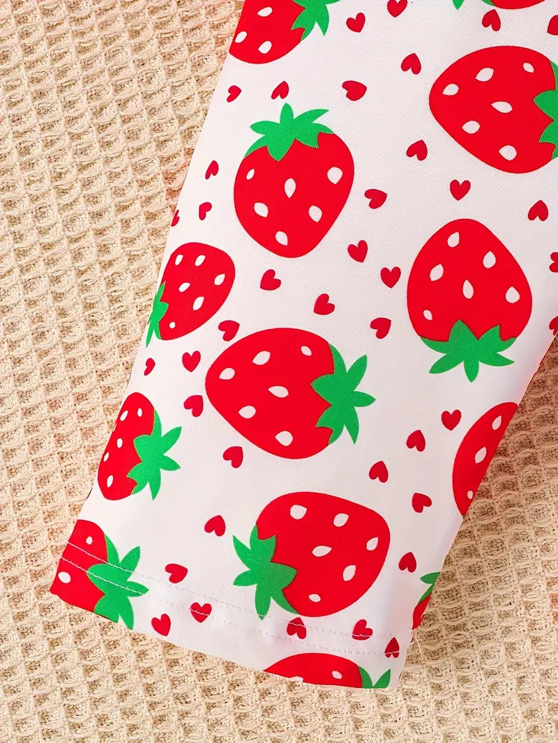 StraBerry In The Patch Print 2pcs Casual Outfit