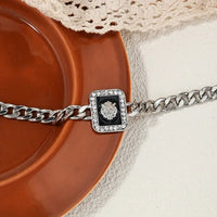 Elegant Silver-Tone Fashion Pendant Bracelet with Sparkling Crystals