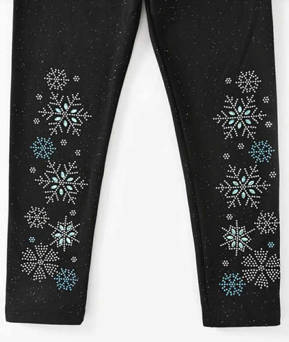 Snowflake adorable rhinestone leggings