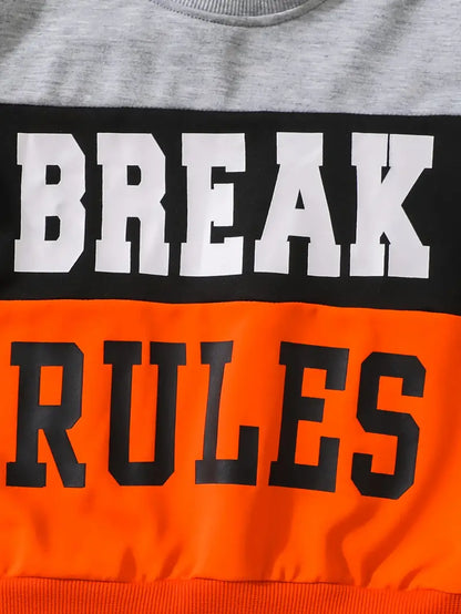 2pcs BREAK RULES Long Sleeve Sweatshirt & Pants Set