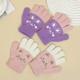 Cat & Bunny Knit Gloves for Kids Soft