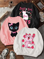 Size 8 Adorable Cat Print Designs Warm Fleece Sweatshirt