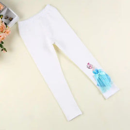 4T Frozen Cotton White Leggings with Blue Frozen
