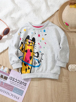 Playful Cat Grey Long Sleeve Sweatshirt