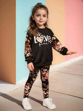Flower Love Two Piece Outfit For Girls Size 4