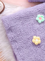 3D Floral Plush Hooded Winter Dress