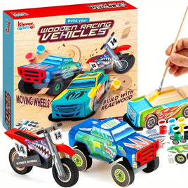 Kids Craft Kit Build & Paint Your Own Wooden Race Car Art