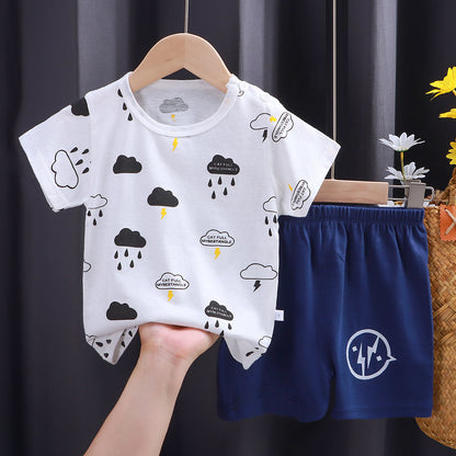 Summer Kids Short Sleeve+Shorts Boy Fashion Clothing Set Baby Girls Lovely Outfits Dresses