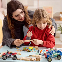 Kids Craft Kit Build & Paint Your Own Wooden Race Car Art