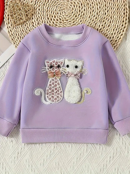 Kitty Crew Neck Warm Sweatshirt