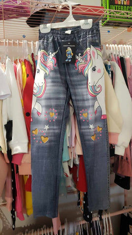 White Unicorn Girls Leggings