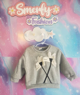 Adorable 2d Flower Fleece Sweater for Girls