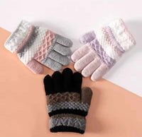 Warm Gloves 3-8 Year Old Boys and Girls Thickened Striped Knitted Full Finger Gloves