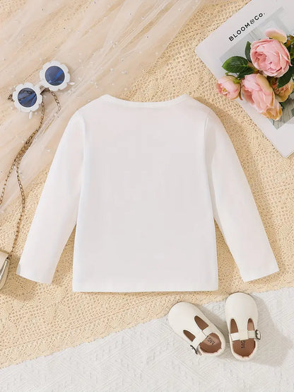 Cotton T-Shirt For Girls With 3D Flower Print