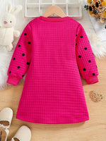 Cute Rabbit Bow Round Neck Long-Sleeved Dress