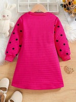3T Cute Rabbit Bow Round Neck Long-Sleeved Dress