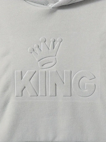 King 3D Letter Embossing Cozy Fleece-Lined Hoodie