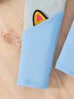 Embroidered Cat Fleece-Lined Hoodie Set