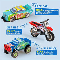 Kids Craft Kit Build & Paint Your Own Wooden Race Car Art