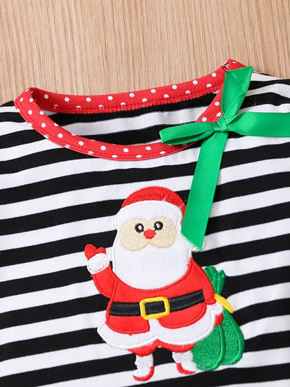 Christmas Set Girls Striped Santa Claus Set