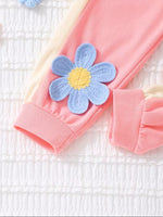 Adorable 3D Floral Decor Two-Piece Outfit