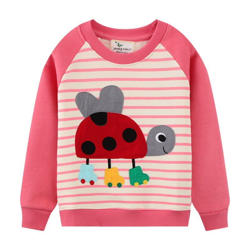 Cartoon Striped Girls Top Sweater